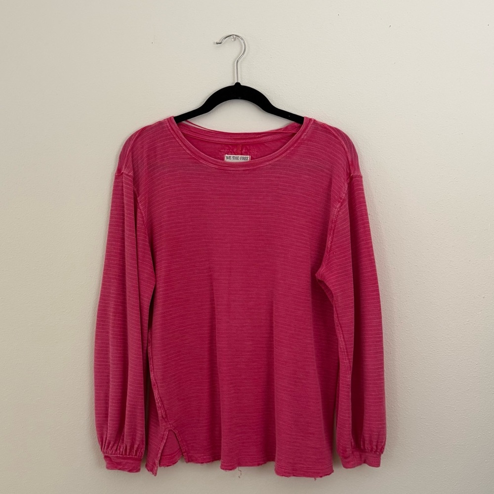 Free People We The Free Pink Long Sleeve Thermal Top XS Slouchy